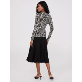 Floral Print Ruched Drape Neck Top