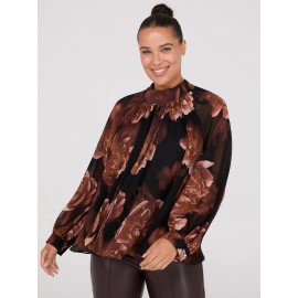 Printed Chiffon High Neck Blouse