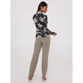 Floral Print Mock Neck Mesh Top