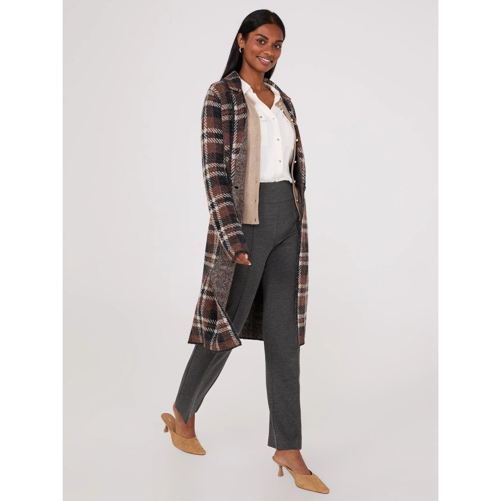Front Pintuck Straight Leg Long Length Twill Pants