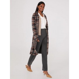 Front Pintuck Straight Leg Long Length Twill Pants