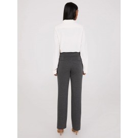 Front Pintuck Straight Leg Long Length Twill Pants