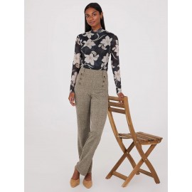 Herringbone Straight Leg Pants