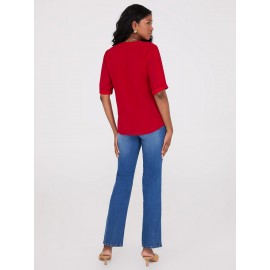 Chiffon V-Neck Pleated Popover Blouse