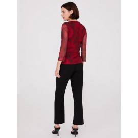 Rose Print Crossover Mesh Top