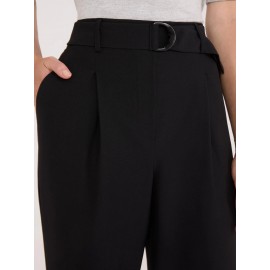 Mid-Rise Pleated Ankle Length Pants