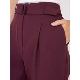 Mid-Rise Pleated Ankle Length Pants