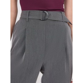 Mid-Rise Pleated Ankle Length Pants