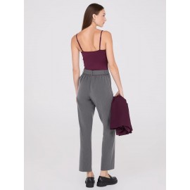 Mid-Rise Pleated Ankle Length Pants