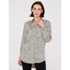 Abstract Print Satin Tunic Blouse