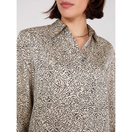 Abstract Print Satin Tunic Blouse