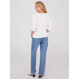 Wave Pattern Boat Neck Top