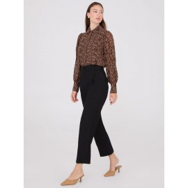 Animal Print Chiffon Volume Sleeve Blouse