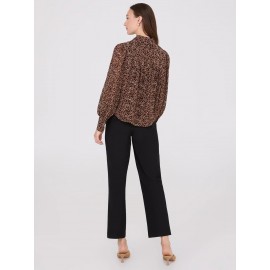 Animal Print Chiffon Volume Sleeve Blouse