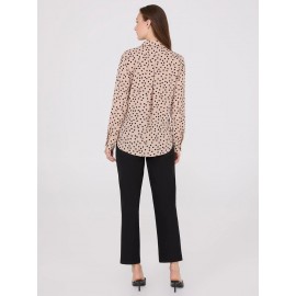 Dot Print Chiffon Button-Front Blouse