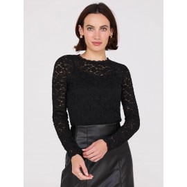 Bubble Lace Long Sleeve Top With Cami