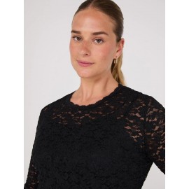 Bubble Lace Long Sleeve Top With Cami