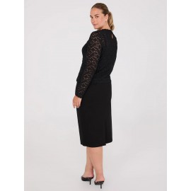 Bubble Lace Long Sleeve Top With Cami