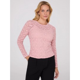 Bubble Lace Long Sleeve Top With Cami