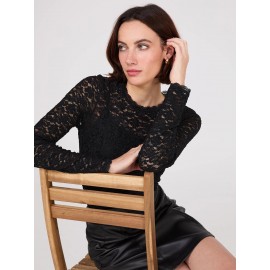 Bubble Lace Long Sleeve Top With Cami