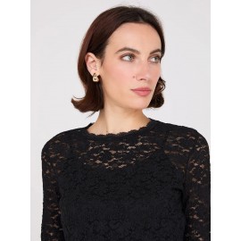 Bubble Lace Long Sleeve Top With Cami