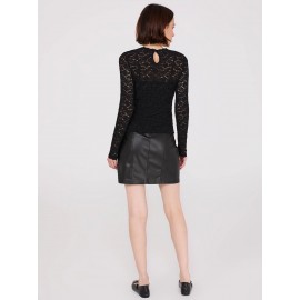 Bubble Lace Long Sleeve Top With Cami