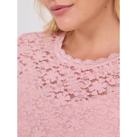 Bubble Lace Long Sleeve Top With Cami