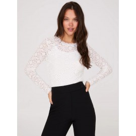 Bubble Lace Long Sleeve Top With Cami