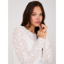 Bubble Lace Long Sleeve Top With Cami