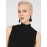 Dot Print Mock Neck Mesh Top