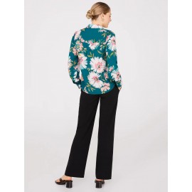 Floral Print Chiffon Button-Front Blouse
