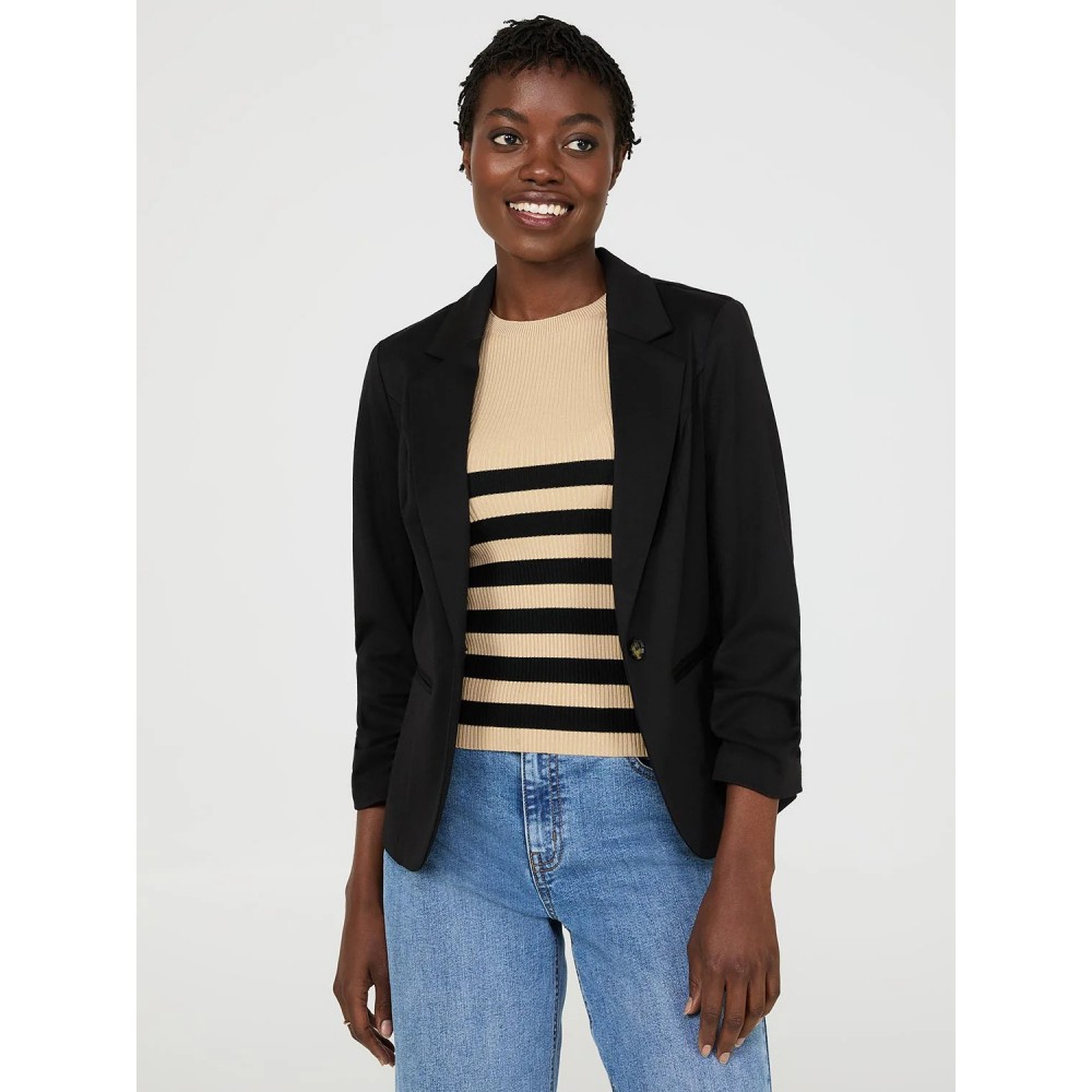 3/4 Ruched Sleeve Blazer