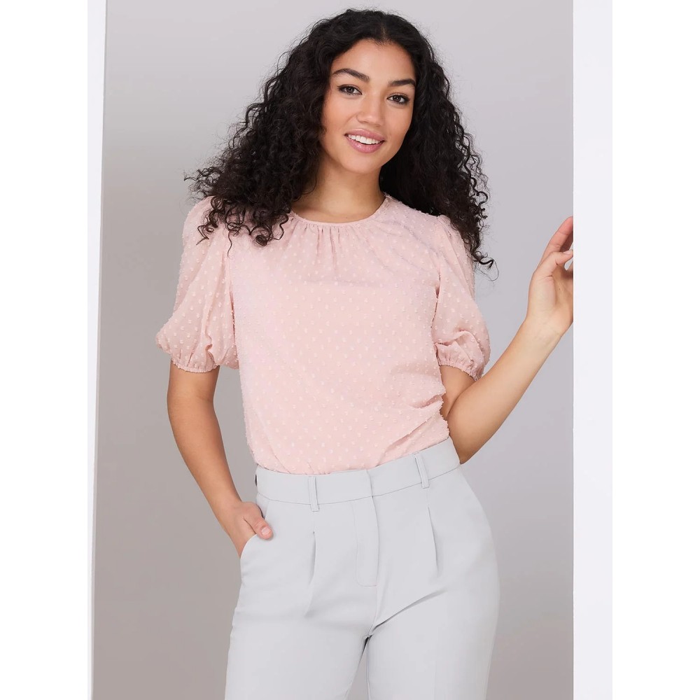 Clip Dot Short Sleeve Blouse
