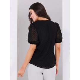 Clip Dot Short Sleeve Blouse