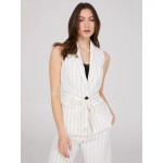 Sleeveless Striped 1-Button Blazer