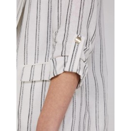 Striped 3/4 Sleeve Linen Blazer