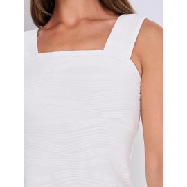 Wave Pattern Wide Strap Tank Top