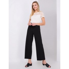 Cropped Wide-Leg Pants With Gold Hardware