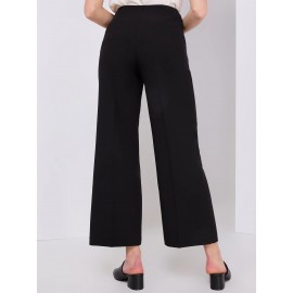 Cropped Wide-Leg Pants With Gold Hardware