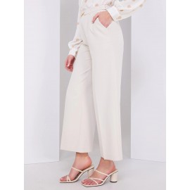 Cropped Wide-Leg Pants With Gold Hardware