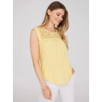 Sleeveless Clip Dot Top With Crochet Details