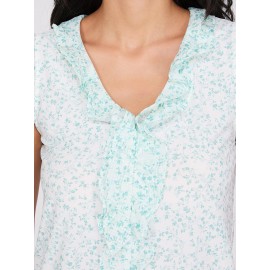 Sleeveless Floral Print V-Neck Top With Ruffle Details