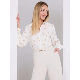 Silky Polka Dot Button-Front Blouse