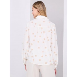 Silky Polka Dot Button-Front Blouse