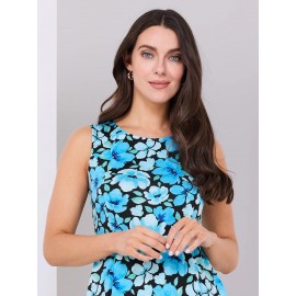 Sleeveless Floral Print High-Low Top