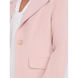 One-Button Blazer With Flap Pockets