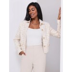 Collared Waisted Boucle Blazer