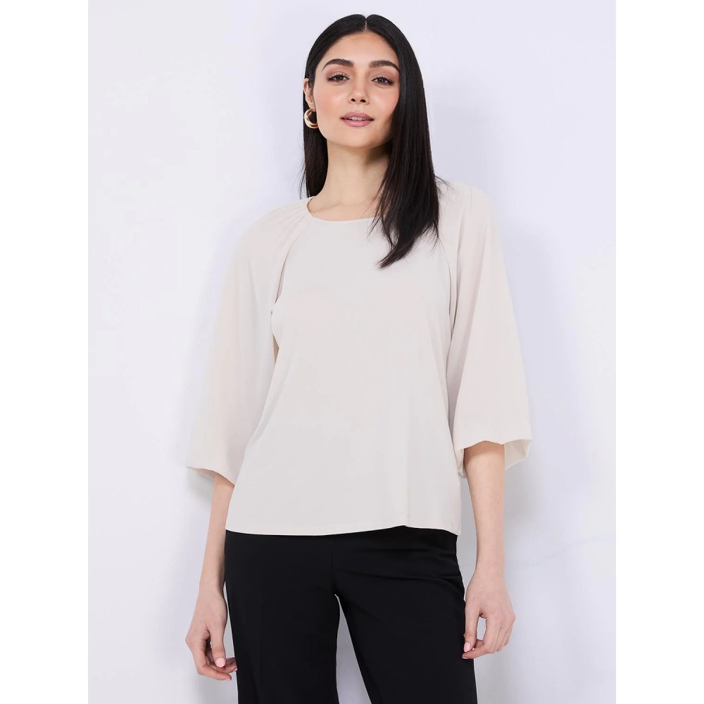 3/4 Chiffon Sleeve Round Neck Top