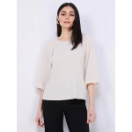3/4 Chiffon Sleeve Round Neck Top