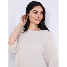 3/4 Chiffon Sleeve Round Neck Top